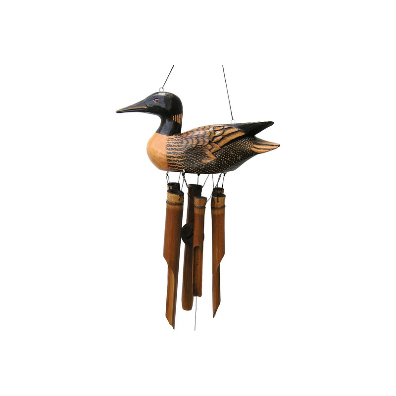 Loon Wind Chime Bamboo Handcrafted Duck Outdoor Garden Decor Handmade Gift Idea Natural Sustainable Father&