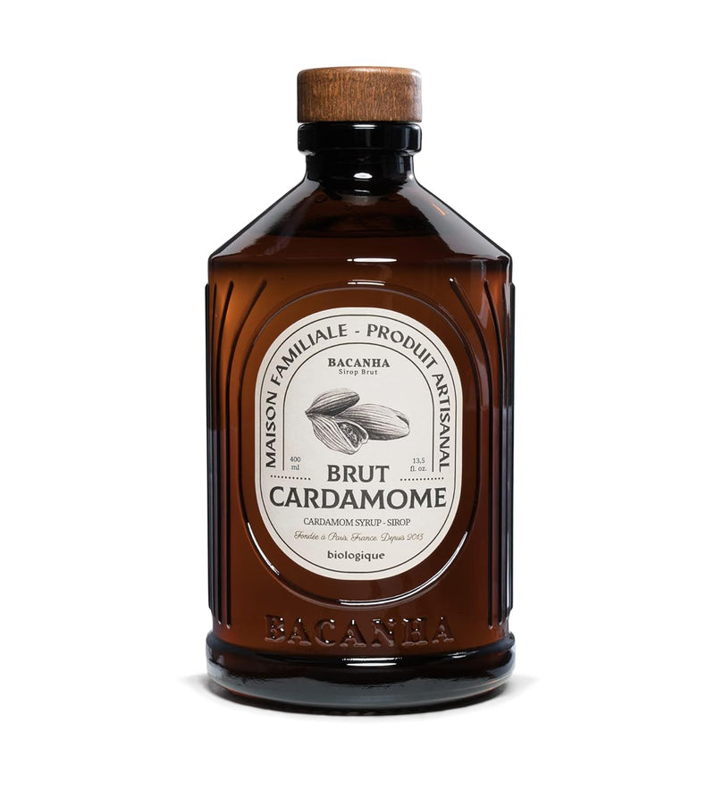 BACANHA - Organic and Raw Syrup - Cardamom Syrup - For Cocktail, Water, Lemonade, Latte and Iced Tea - 400 ml