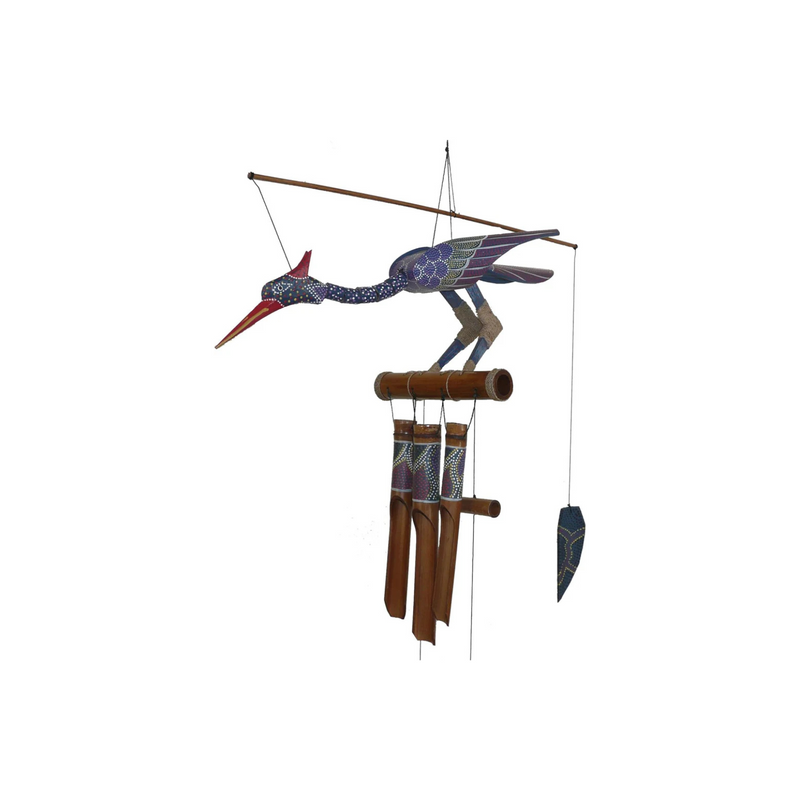 Cohasset Gifts 174P Cohasset Passion Bobbing Head Bird Bamboo Wind Chime, Hand Painted Purple Spotted Design