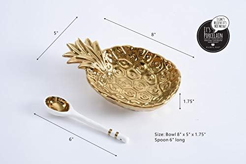 Pampa Bay Get Gifty Bowl and Spoon Set, Pineapple Gold