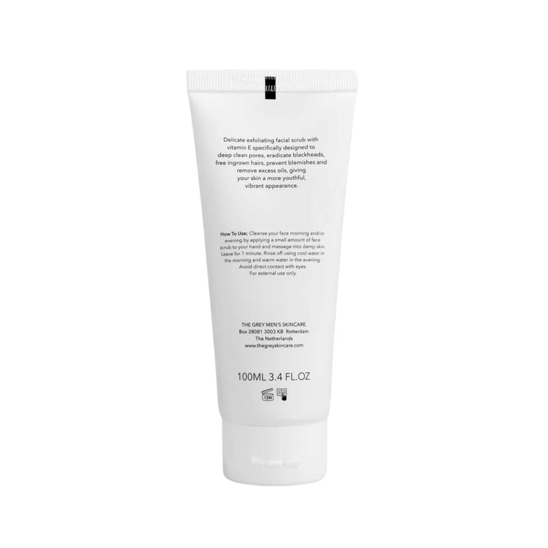 The Grey Exfoliating Face Scrub for Men | Facial Exfoliator for Deep Pore Cleansing, Detoxifies & Removes Dead Skin Cells, Blackheads, Ingrown Hairs Prevent Blemishes & Remove Oils Vitamin A, E 3.4oz