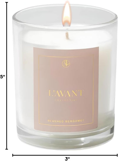 L'AVANT Collective Blushed Bergamot Candle | Long Lasting Aromatherapy Candle Luxury Fragrance Gift Box Notes of Bergamot, Orange Blossom, Amber, Cedar Home Decor Gifts | 40 Hours of Burn Time | 8 oz