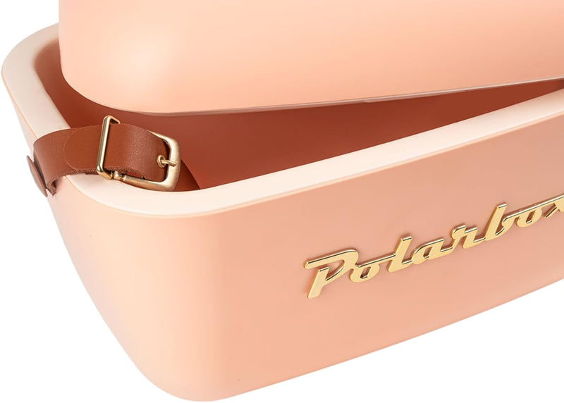 Polarbox Cooler Retro Beach Cooler Vintage Picnic Lunch Box Bag Portable Cooler Travel Camping Hiking 90s Style Ice Chest Extra Large Lightweight for Cans Beers & Seltzer Drinks 20L (Coral Gold)