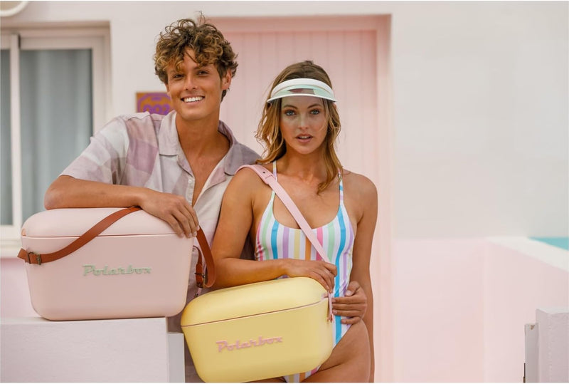 Polarbox Cooler Retro Beach Cooler Vintage Picnic Lunch Box Bag Portable Cooler Travel Camping Hiking 90s Style Ice Chest Extra Large Lightweight for Cans Beers & Seltzer Drinks 20L (Coral Gold)