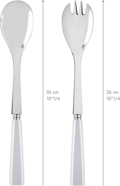 2-Piece Salad Servers 10.2 inches - Icône Collection - Stainless Steel & Acrylic - Dishwasher Safe - White