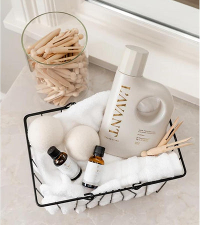 Luxury Laundry Essentials Bundle By L'avant High Performing Deep Cleaning Laundry Detergent Soap, Premium Wool Dryer Balls, & Fresh Linen Scented Laundry Oil Professional Wash (Fresh Linen)