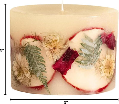 Rosy Rings Petite Round Botanical Candle - Aromatherapy, Long Lasting Candle, 60 Hour Burn Time, Floral Botanical Candles Home Decor Essential Oil Anniversary Christmas Gifts Present (Spicy Apple)