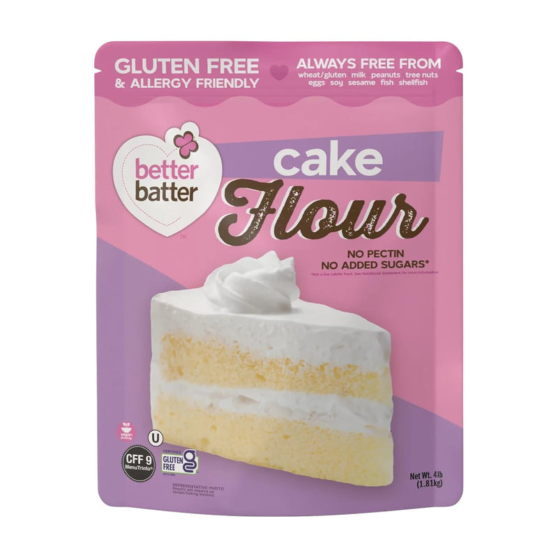 Better Batter Cake Flour - Award Winning Nutritious, Vegan, Allergen Free, Certified Gluten-Free, Low Carb, & Kosher - Cup for Cup Alternative All-Purpose Baking, Certified Organic, Non-GMO, 4 lb