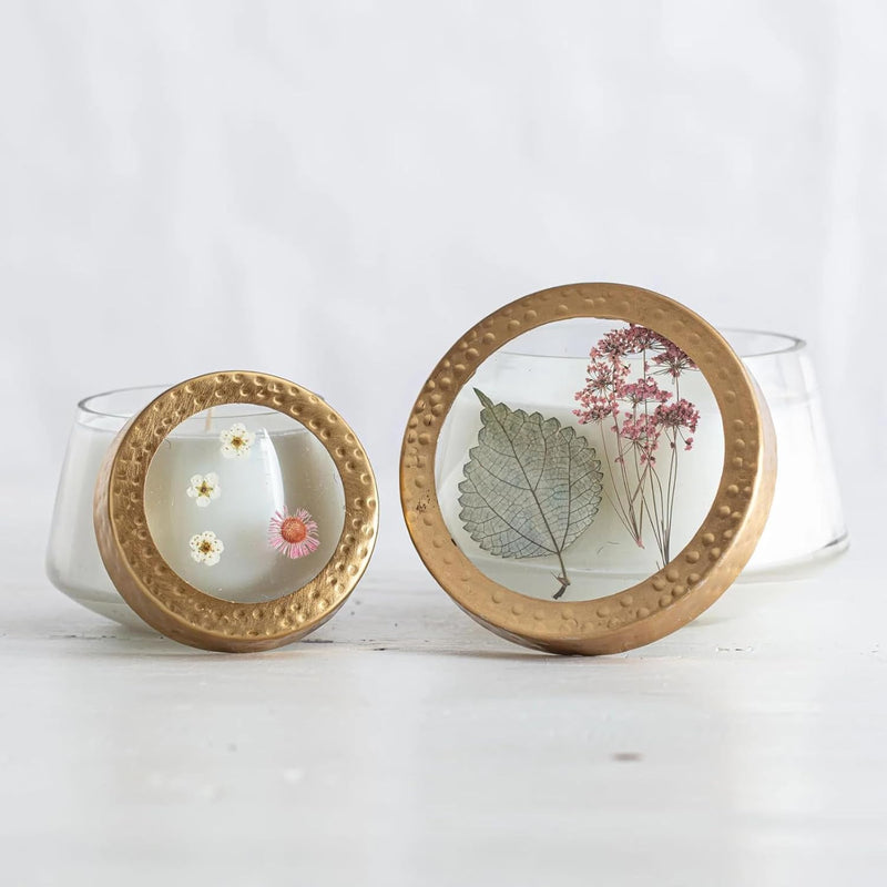 Rosy Rings Pressed Floral Candle - Aromatherapy Candles, Long Lasting Scented Luxury Candles for Home Decor, Botanicals Gifts Notes of Apricot, Blond Woods, Mirabelle Plum Small (Apricot Rose)