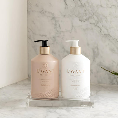 L'AVANT Collective Dish & Hand Soap Duo Blushed Bergamot | High Performing Luxurious Ingredients Notes of Bergamot, Orange Blossom, Amber, Cedar | 2 Reusable Glass Bottles Kitchen Home Decor Gifts…