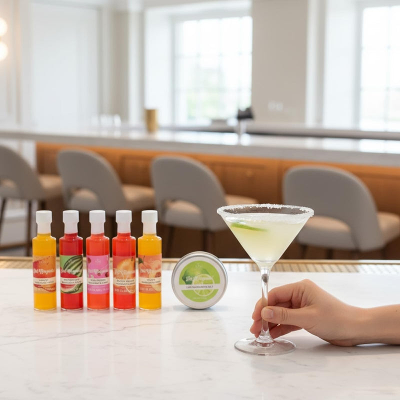 Cocktails, Margarita Mixer Gift Set – 6 Set, Easy-Mix Variety Fruity Drink Mixes & Lime Rimming Salt | Premium Bar Essentials, Home Entertaining | Fun, Vegan and Vegetarian, Party Gift Cocktail Lovers