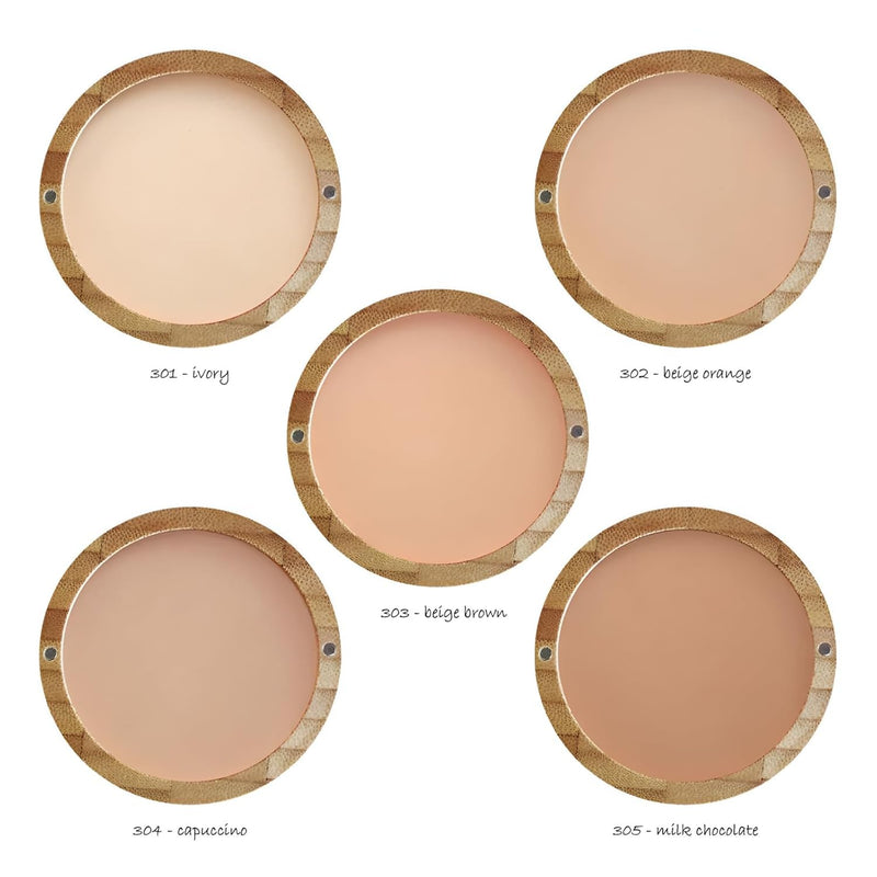 Zao Makeup Compact Pressed Powder Foundation Blendable Face Makeup Long Lasting Portable Full Coverage with Macadamia Oil & Cocoa Butter Lightweight Airbrushing for Pores & Imperfections 9g (306)