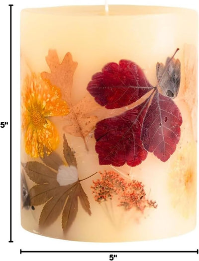 Rosy Rings Harvest Pumpkin Round Botanical Candle 120 Hour Burn Time - Notes of Cinnamon, Clove, Vanilla Aromatherapy Long Lasting Luxurious Fragrance Floral Home Decor Housewarming Gifts (Small)