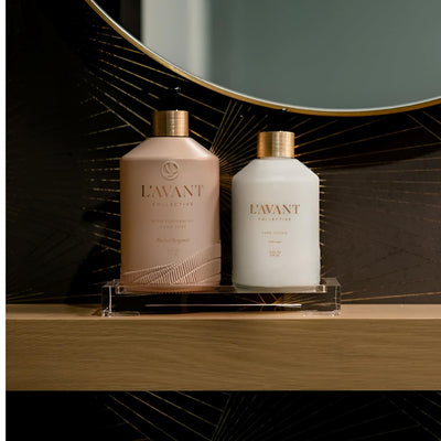 L'AVANT Collective Dish & Hand Soap Duo Blushed Bergamot | High Performing Luxurious Ingredients Notes of Bergamot, Orange Blossom, Amber, Cedar | 2 Reusable Glass Bottles Kitchen Home Decor Gifts…