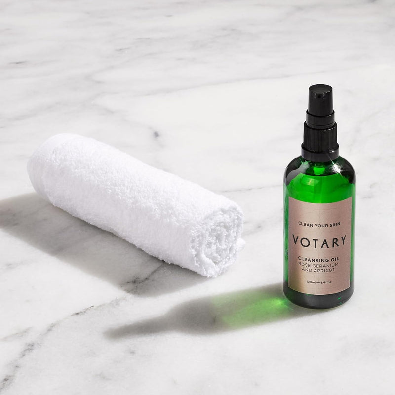 Votary Cleansing Oil Rose Geranium & Apricot | Facial Cleanser Gentle Makeup Remover Cleanses without Clogging Pores With Deep Nourishing Apricot & Jojoba 3.4 Fl Oz