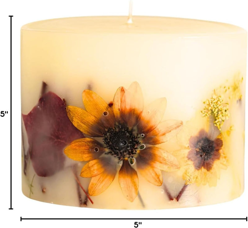 Rosy Rings Petite Round Botanical Candle - Aromatherapy, Long Lasting Candle, 60 Hour Burn Time, Floral Botanical Candles Home Decor Essential Oil Anniversary Christmas Gifts Present (Honey Tobacco)