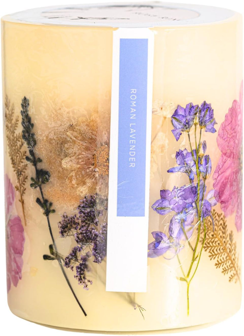 Rosy Rings Round Botanical Candle Roman Lavender - Aromatherapy Candles, Luxury Candles, Long Lasting Candles, Botanical Candles, Candle Gift Sets, Home Decor (Small)