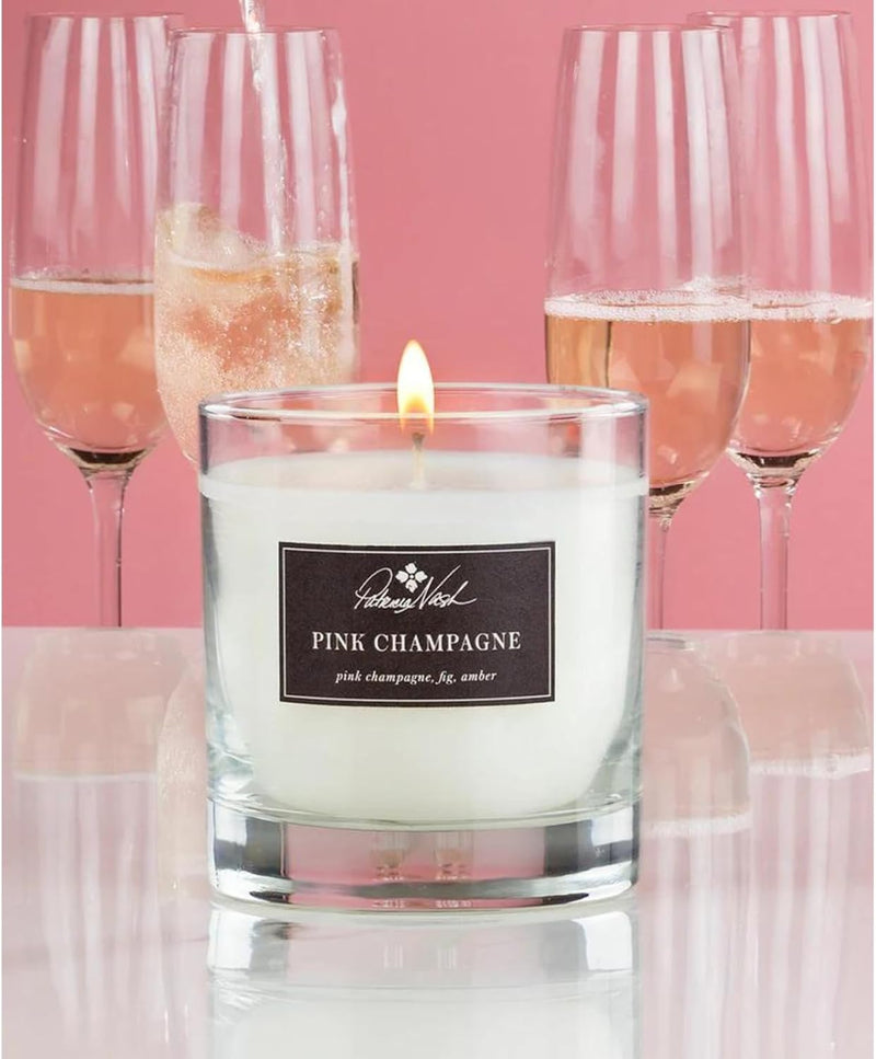 Rosy Rings Patricia Nash Candle | Long Lasting Fragrance Home Decor Gift Luxurious Aromatherapy Notes of Pink Champagne, Fig, Musk, Sandalwood, Amber 60 Hour Burn 7.5oz 3.5" H (Pink Champagne)