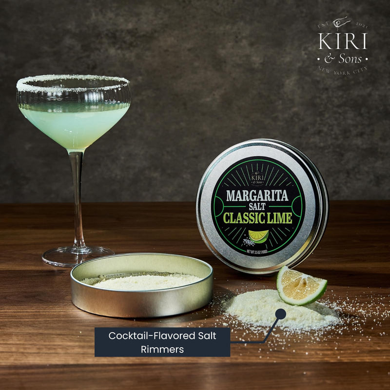 5-Pack Premium Margarita & Cocktail Flavored Salt Rimmer, Variety Set 3.5oz - Chili Lime, Lemon Drop Sugar, Lime, Habanero & Honey, Jalapeno Citrus - No Silicon Dioxide, Easy Screw-On Lid, Kiri & Sons