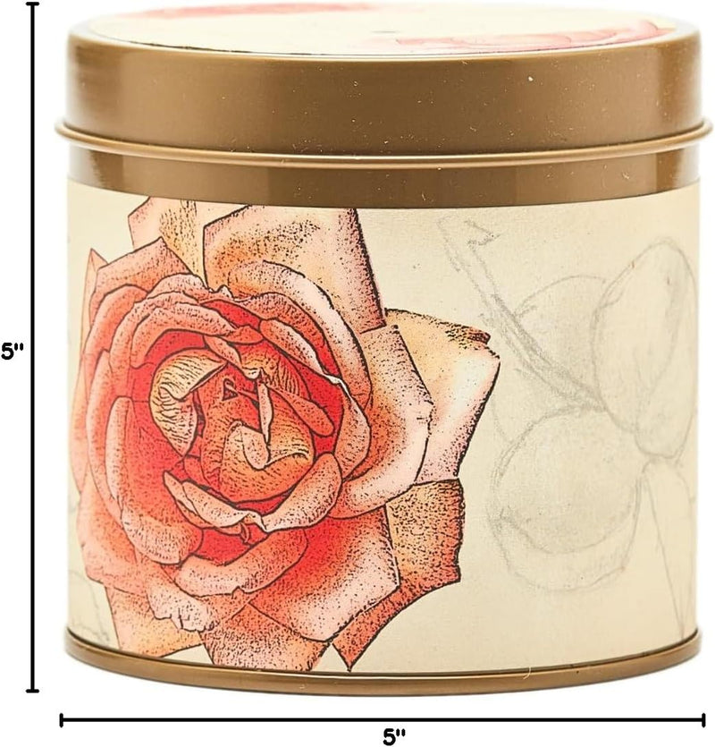 Rosy Rings Signature Tin Candle - Aromatherapy Fragrance Elegant Home Decor Gift Long Lasting 50 Hour Burn Botanical Floral Notes of Apricot, Blond Woods, Mirabelle Plum, Pomelo, Violet (Apricot Rose)