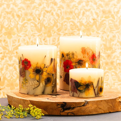 Rosy Rings Honey Tobacco Round Botanical Candle - Honey Tobacco Candle, Aromatherapy Candles, Long Lasting Candles, Luxury Candles, Candle Gifts, Home Decor Candles (6.5 Inch)