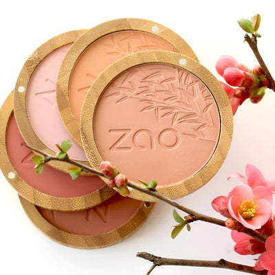 Zao Compact Blush Powder High Impact Cheeks Face Makeup Blends Easily Wrinkle Defying Minimize Fine Lines Pores Highlighting Contour Vegan Flawless Velvety Coverage Organic Shea & Coco Butter 9g (322)