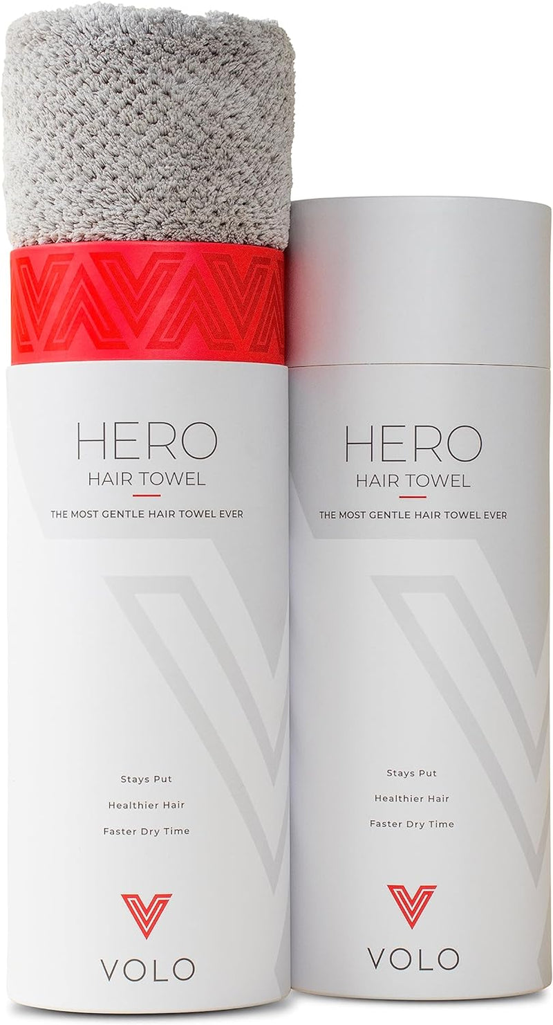 VOLO Hero Luna Gray Hair Towel - Ultra Soft, Quick Drying, Anti Frizz, Large Size, USA Made