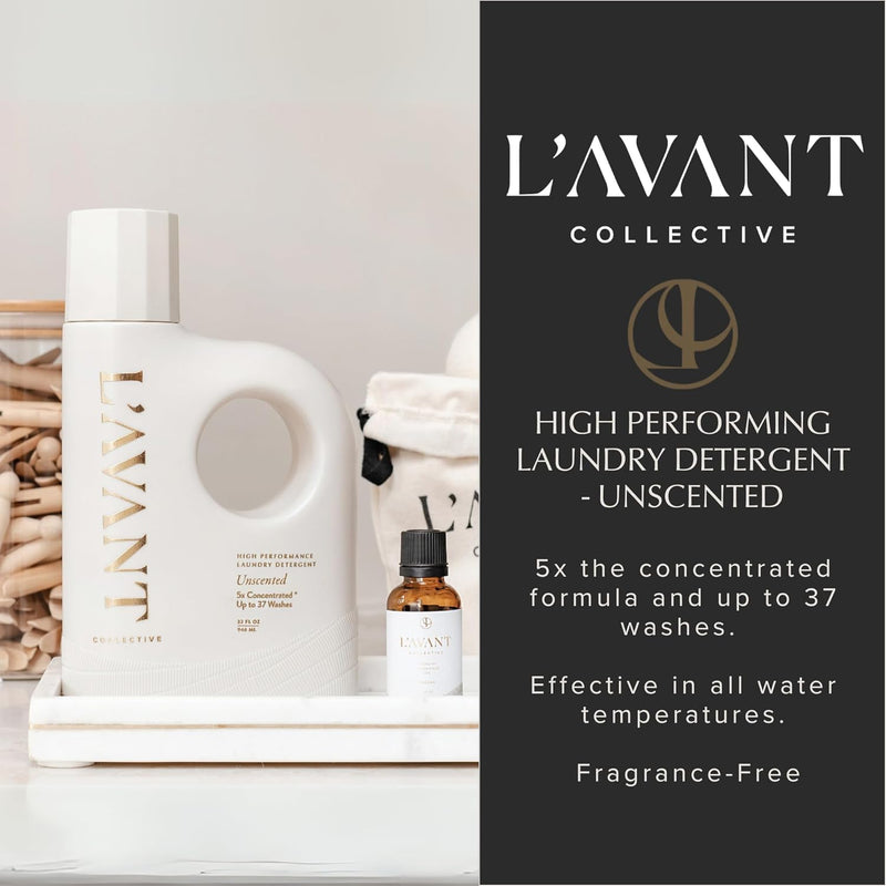 L’AVANT Collective | Unscented Laundry Detergen, Powerful Stain Remover & Gentle Laundry Soap | Natural Laundry Detergent for Sensitive Skin | Ideal for Delicate Fabrics, Plant Based (Unscented)