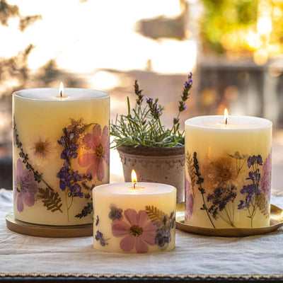 Rosy Rings Round Botanical Candle Roman Lavender - Aromatherapy Candles, Long Lasting Candles, Botanical Candles, Home Decor 6.5" 200 Hour Burn Time