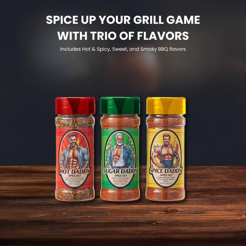 Daddy Spice Rub BBQ Gift Set - Hot Dad, Dady Barbecue Seasoning, Father&