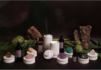 Van Dang Crystal Stone Meditation Set 7-Crystals Limited Edition | Diffuser Oil Aromatherapy | Luxury Spiritual Home Decor Gift Amethyst, Citrine, Flourite, Tourmaline, Smoky, Clear, & Rose Quartz