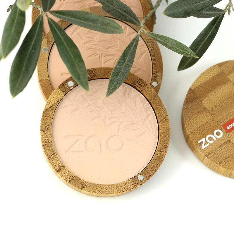 Zao Makeup Compact Pressed Powder Foundation Blendable Face Makeup Long Lasting Portable Full Coverage with Macadamia Oil & Cocoa Butter Lightweight Airbrushing for Pores & Imperfections 9g (306)