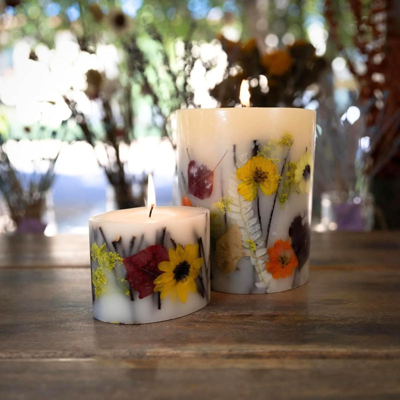 Rosy Rings Petite Round Botanical Candle - Aromatherapy, Long Lasting Candle, 60 Hour Burn Time, Floral Botanical Candles Home Decor Essential Oil Anniversary Christmas Gifts Present (Honey Tobacco)