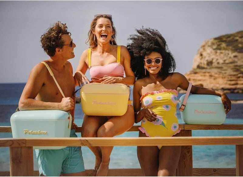 Polarbox Cooler Retro Beach Cooler Vintage Picnic Lunch Box Bag Portable Cooler Travel Camping Hiking 90s Style Ice Chest Extra Large Lightweight for Cans Beers & Seltzer Drinks 20L (Yellow)