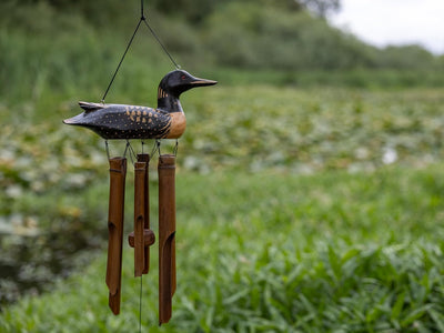 Loon Wind Chime Bamboo Handcrafted Duck Outdoor Garden Decor Handmade Gift Idea Natural Sustainable Father's Day Bird Present for Friend