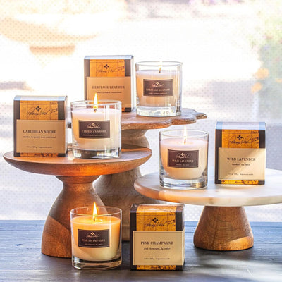 Rosy Rings Patricia Nash Candle | Long Lasting Fragrance Home Decor Gift Luxurious Aromatherapy Notes of Marine, Lemon, Bergamot, Lily, Sandalwood, Musk 60 Hour Burn 7.5oz 3.5" H (Caribbean Shore)
