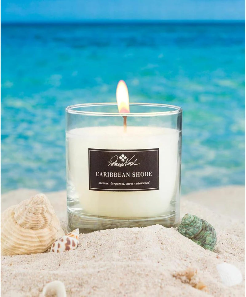 Rosy Rings Patricia Nash Candle | Long Lasting Fragrance Home Decor Gift Luxurious Aromatherapy Notes of Marine, Lemon, Bergamot, Lily, Sandalwood, Musk 60 Hour Burn 7.5oz 3.5" H (Caribbean Shore)