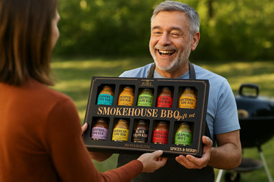 Kiri & Sons Smokehouse BBQ Gourmet Grilling Spice Set | 10-Set | Glass Bottle Seasonings, Grill Seasoning Flavors Include Caribbean, Jamaican Memphis, Jalapeno Rub, Montreal, Cajun Chili Garlic & More