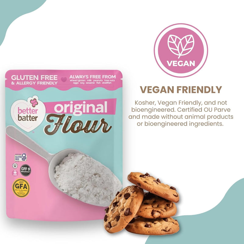 Better Batter Original Blend Multipurpose Certified Gluten-Free Flour, Top 8 Allergen Free, Cup for Cup Baking Alternative to Ordinary Flour 4LB Pouch