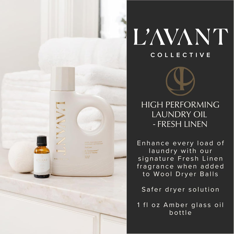 L’AVANT Collective | Essential Oils for Laundry - Dryer Balls Scents, Scented Fragrance Essential Oil Drops | Fresh Linen Laundry Oil - Essential Oil Blend