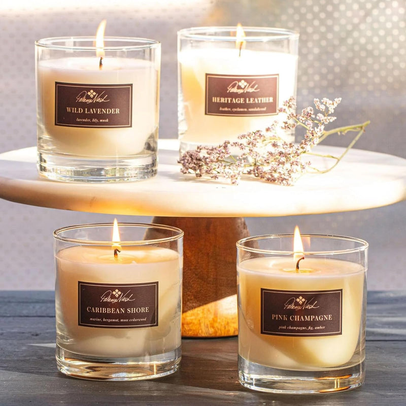 Rosy Rings Patricia Nash Candle | Long Lasting Fragrance Home Decor Gift Luxurious Aromatherapy Notes of Marine, Lemon, Bergamot, Lily, Sandalwood, Musk 60 Hour Burn 7.5oz 3.5" H (Caribbean Shore)