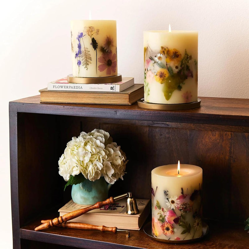 Rosy Rings Round Botanical Candle Roman Lavender - Aromatherapy Candles, Luxury Candles, Long Lasting Candles, Botanical Candles, Candle Gift Sets, Home Decor (Small)