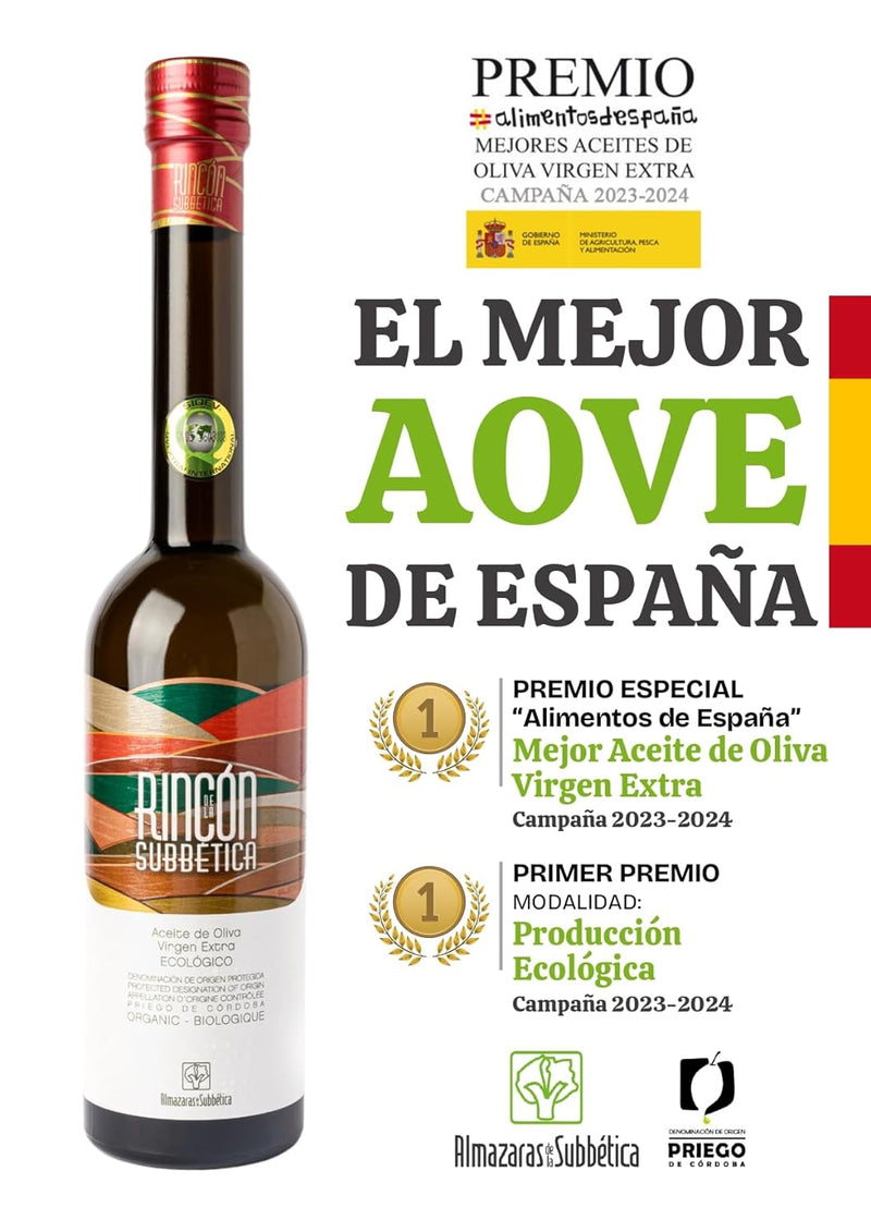 Rincon De La Subbetica - Award Winning, Organic Cold Pressed EVOO Extra Virgin Olive Oil, 17-Ounce Glass Bottle