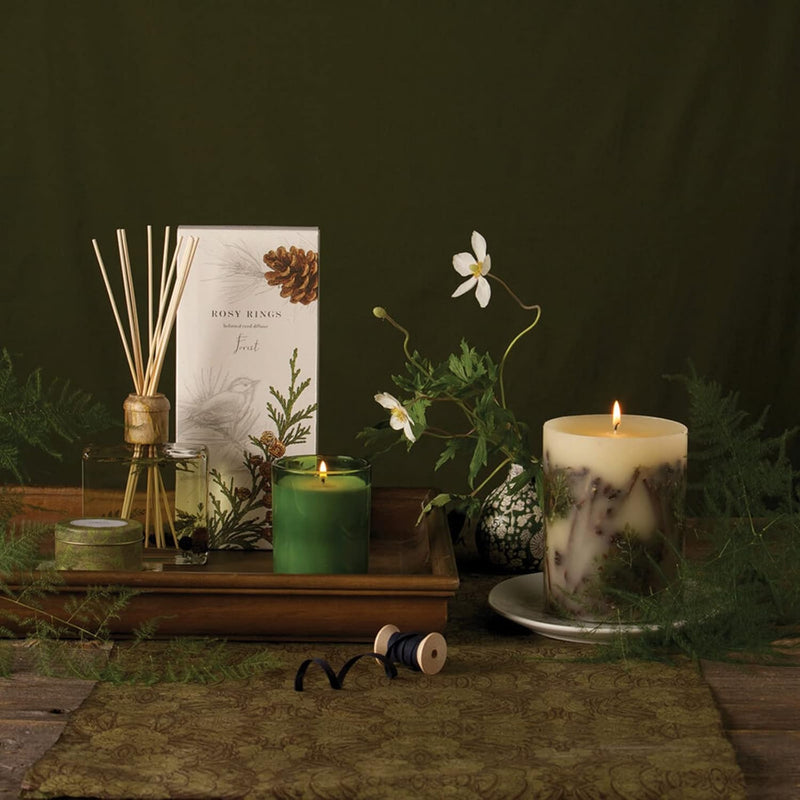 Rosy Rings Forest Round Botanical Candle 120 Hour Burn Time - Notes of Clary Sage, Creamy Sandal, White Musk Aromatherapy Candles, Woodsy Scent Aroma Luxury Candles, Long Lasting Candles Decor 5.5" H