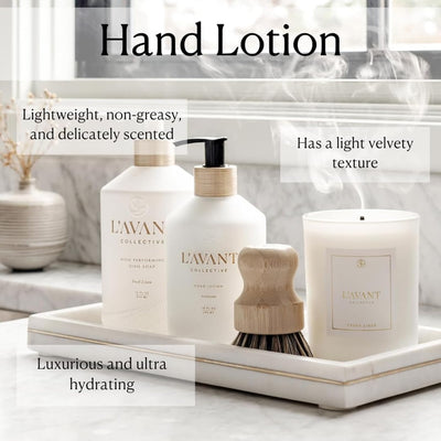 L'AVANT Collective Luxury Hand Lotion Refill - Fresh Linen High Performing Moisturizing Hand Cream for Dry, Cracked Hands Fragrance - Shea Butter Heal & Restore Softens Skin Fresh Linen 20 Oz