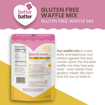 Better Batter Waffle Mix | Certified Kosher, Vegan & Gluten Free Mix for Baking Top 8 Allergen-Free Perfect for Fluffy Waffles! Just Add Water, Eggs & Butter Hostess Kitchen Cooking Gifts 1LB Pouch