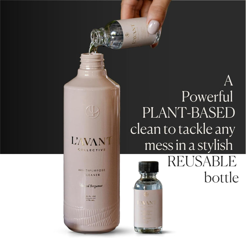 L’AVANT Collective | Plant-Based Multipurpose Cleaner | All-Natural Cleaning Supplies for Safe Home Cleaning – Concentrated, Food-Safe Vegan Surface Cleaner with Blushed Bergamot Scent, 16 oz Bottle