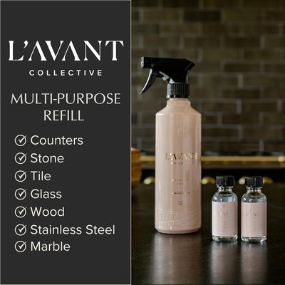 L’AVANT Collective | Plant-Based Multipurpose Cleaner Refill – All-Natural Cleaning Supplies for Safe Home Cleaning – Concentrated, Food-Safe Surface Cleaner with Blushed Bergamot Scent, 1 oz Bottle