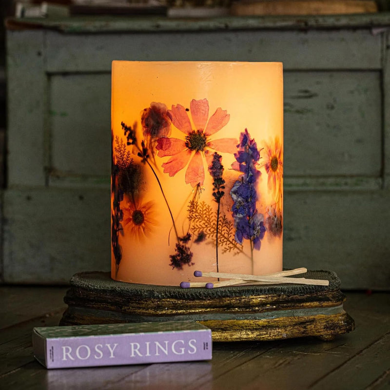 Rosy Rings Round Botanical Candle Roman Lavender - Aromatherapy Candles, Luxury Candles, Long Lasting Candles, Botanical Candles, Candle Gift Sets, Home Decor (Small)