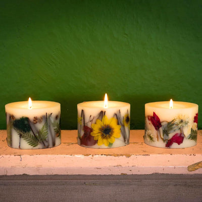 Rosy Rings Petite Round Botanical Candle - Aromatherapy, Long Lasting Candle, 60 Hour Burn Time, Floral Botanical Candles Home Decor Essential Oil Anniversary Christmas Gifts Present (Honey Tobacco)
